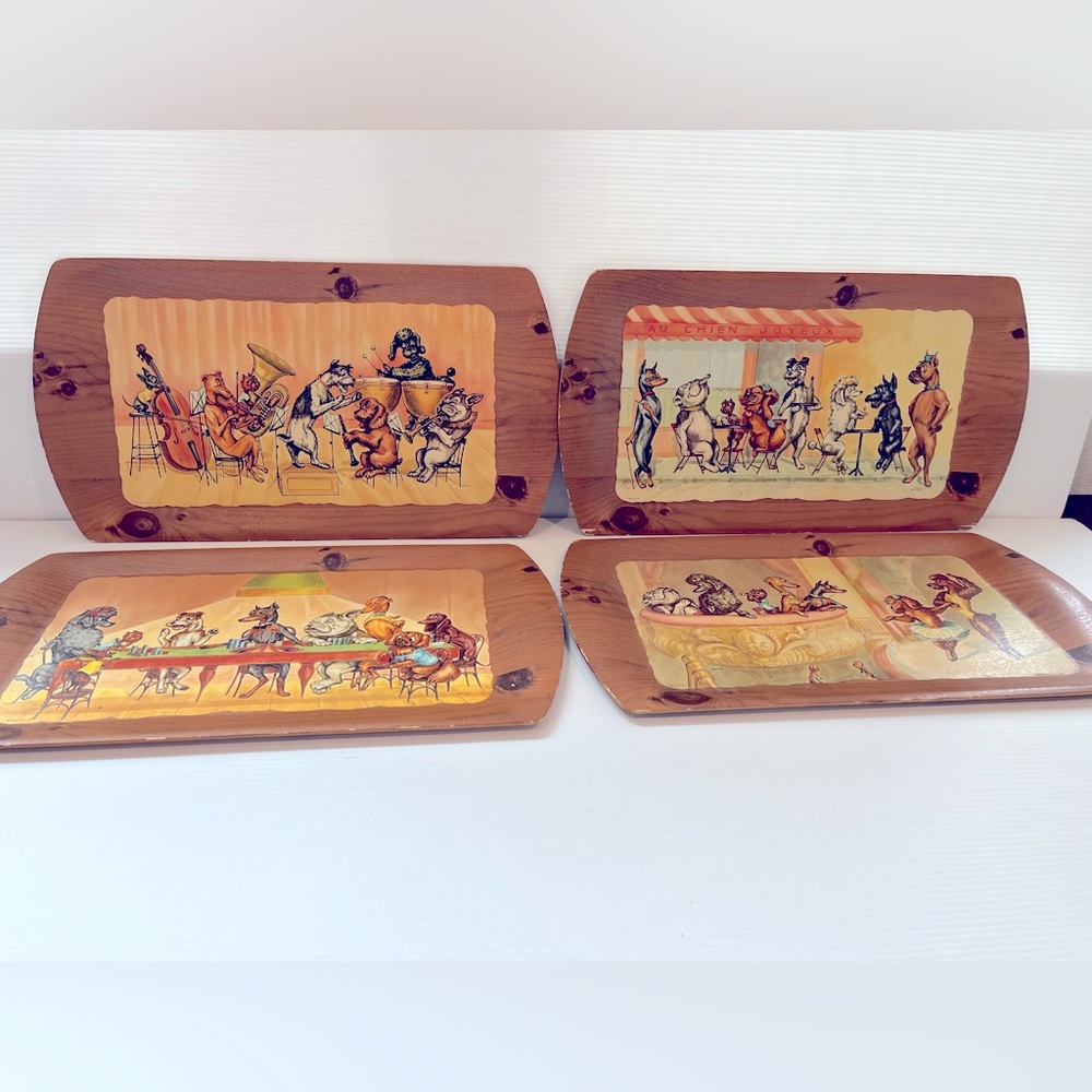 KENTLEY Set of 4 “Kanine Kapades” trays